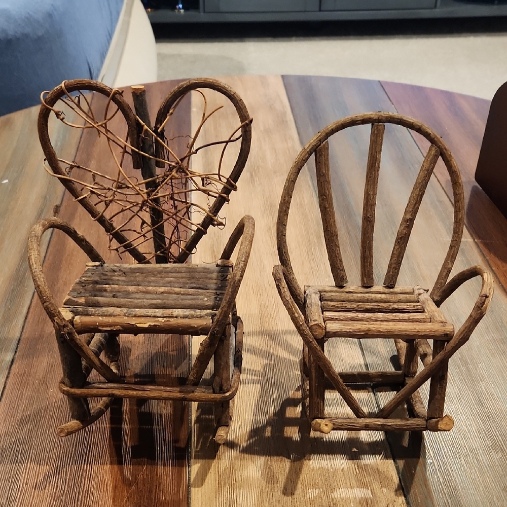Rustic Twig Miniature Chairs - Set of 2